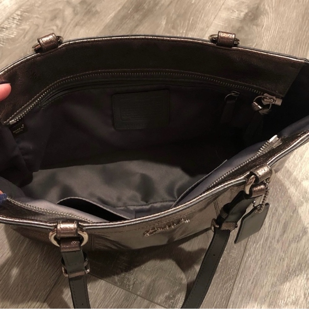 Coach Gallery Metallic Bronze Signature Lurex Tote - Picture 7 of 14